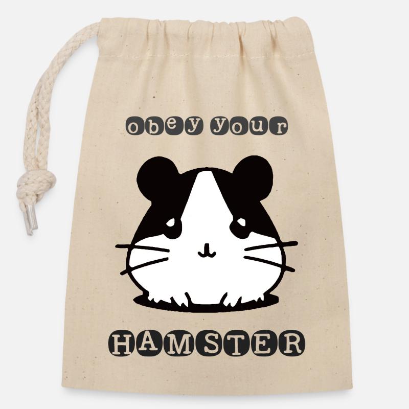 Obey your Hamster - Verschließbarer Geschenkbeutel aus Baumwolle (14x20cm) - Natur