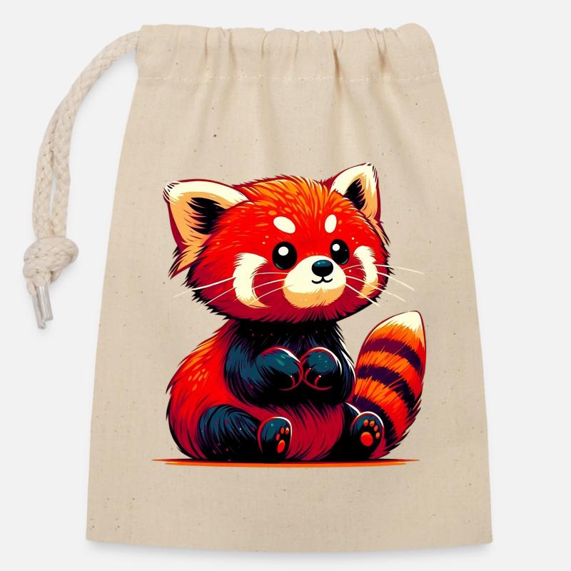 Kleiner Panda - Verschließbarer Geschenkbeutel aus Baumwolle (14x20cm) - Natur