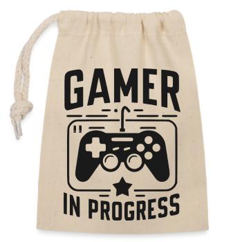 Gamer in Progress - Closable cotton gift bag (14x20cm) - nature - Front