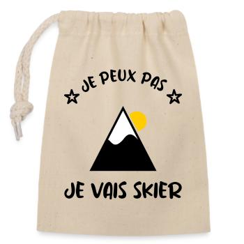 I CAN'T. SKI. SKI. RACKET. SNOW. SNOWBOARDING - Closable cotton gift bag (14x20cm) - nature - Front