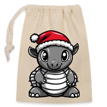 Armadillo Christmas - Closable cotton gift bag (14x20cm) - nature - Front