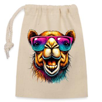Chameau - Sac cadeau en coton avec cordon (14 x 20 cm) - nature - Devant
