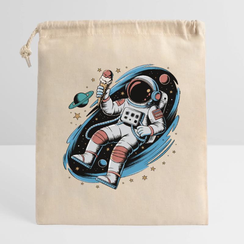 Conception spatiale de l’espace des astronautes avec des planètes et Sac cadeau en coton avec cordon (14 x 20 cm)