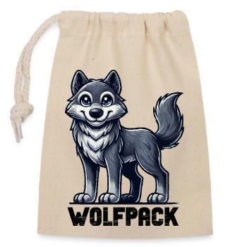 wolf comic - Verschließbarer Geschenkbeutel aus Baumwolle (14x20cm) - Natur - Vorne