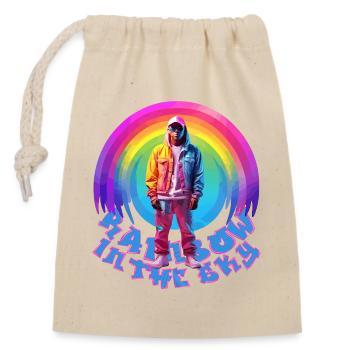 Arc-en-ciel - Sac cadeau en coton avec cordon (14 x 20 cm) - nature - Devant