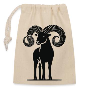 ram - Closable cotton gift bag (14x20cm) - nature - Front