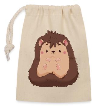 Hedgehog - Closable cotton gift bag (14x20cm) - nature - Front