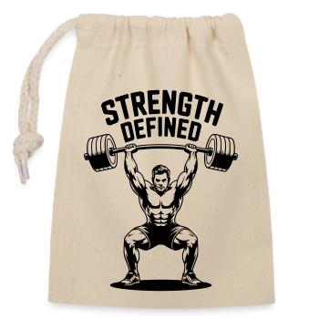 Strength defined - Fitness Motivation - Verschließbarer Geschenkbeutel aus Baumwolle (14x20cm) - Natur - Vorne
