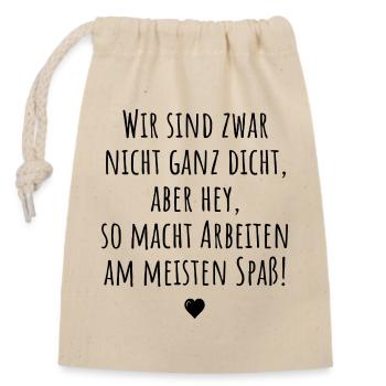 Team fun in the office - Closable cotton gift bag (14x20cm) - nature - Front