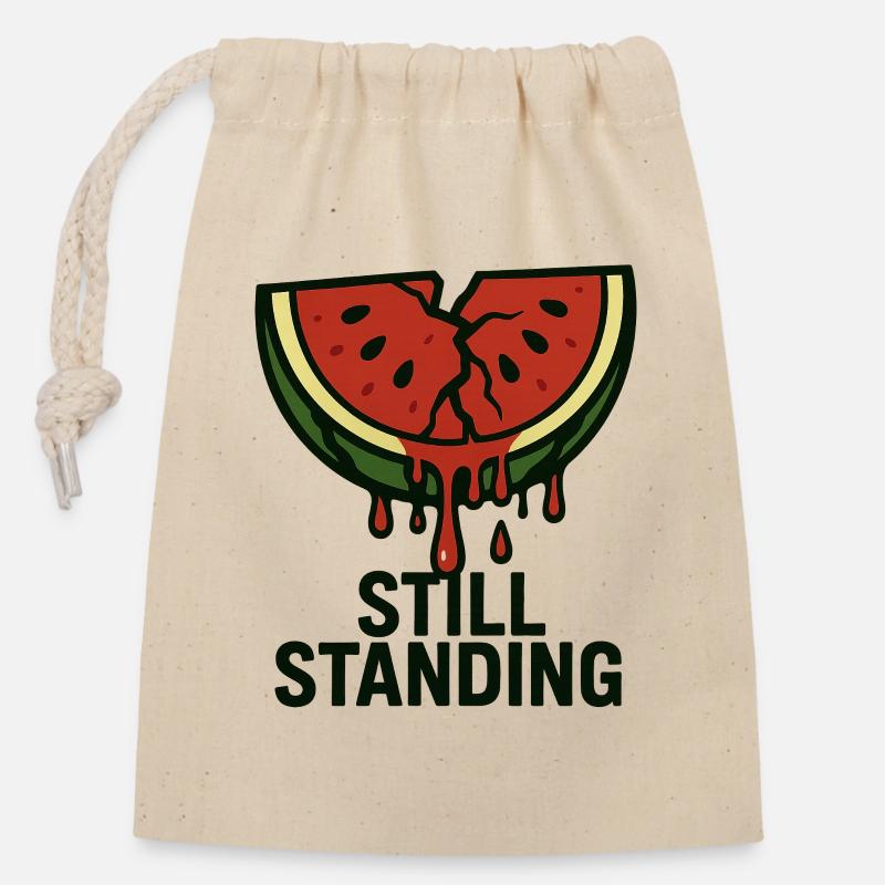 Wassermelone - Still Standing - Verschließbarer Geschenkbeutel aus Baumwolle (14x20cm) - Natur