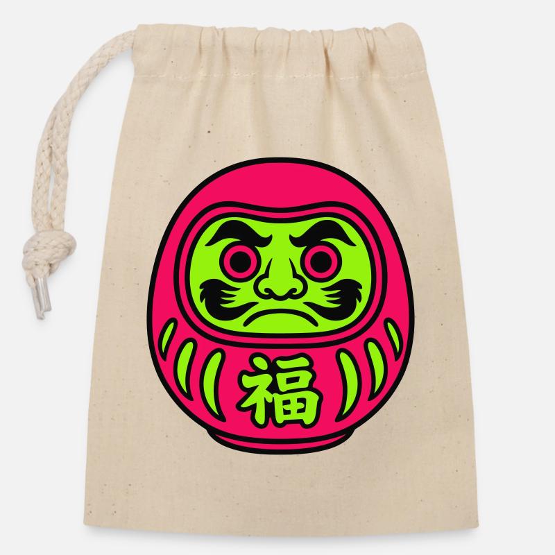 Daruma by FANMAN! - Verschließbarer Geschenkbeutel aus Baumwolle (14x20cm) - Natur