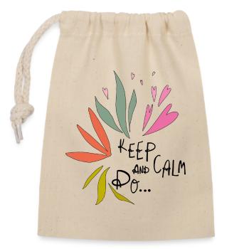 Restez calme - Sac cadeau en coton avec cordon (14 x 20 cm) - nature - Devant