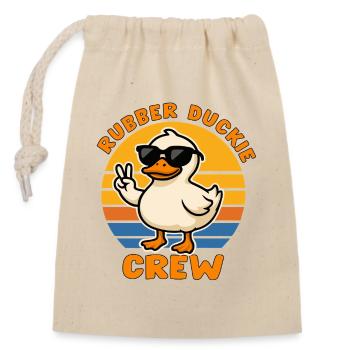 Canard en Mode Cool avec Rayures de Couleurs - Sac cadeau en coton avec cordon (14 x 20 cm) - nature - Devant