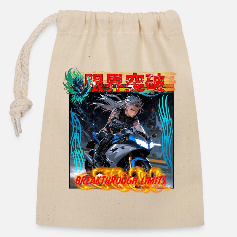 Genkai Toppa - Cyber Rider - Verschließbarer Geschenkbeutel aus Baumwolle (14x20cm) - Natur