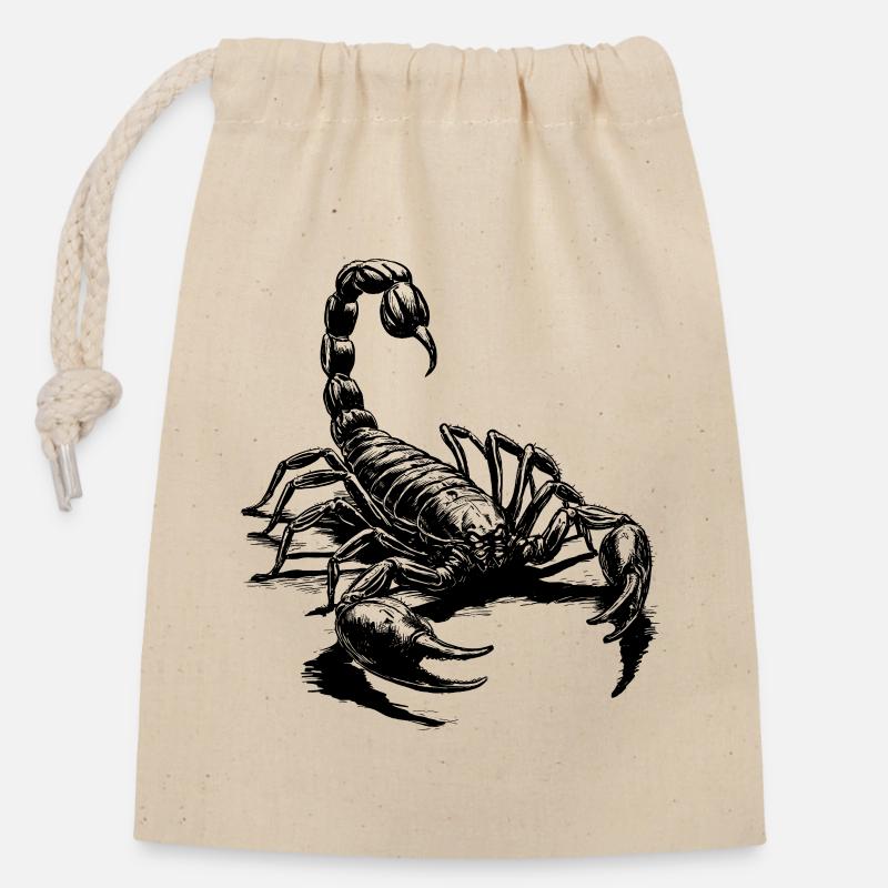 Noir Scorpion - Sac cadeau en coton avec cordon (14 x 20 cm) - nature
