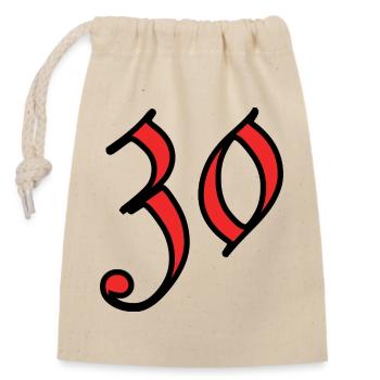 30. 30 YEARS. 30th ANNIVERSARY. 30 YEARS ANNIVERSARY. - Closable cotton gift bag (14x20cm) - nature - Front