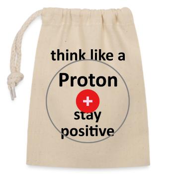 Unispruch "like a proton" Geschenk, Studenten - Verschließbarer Geschenkbeutel aus Baumwolle (14x20cm) - Natur - Vorne