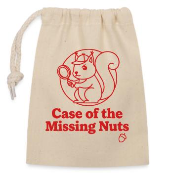Case of the Missing Nuts Squirrel - Verschließbarer Geschenkbeutel aus Baumwolle (14x20cm) - Natur - Vorne