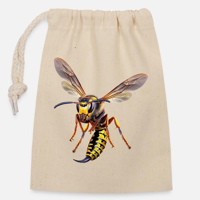Guêpe allemande - Sac cadeau en coton avec cordon (14 x 20 cm) - nature