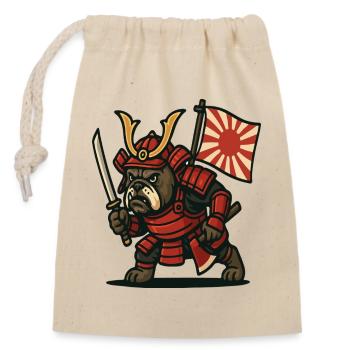 Samurai Bulldogge Krieger Japan Rüstung Design - Verschließbarer Geschenkbeutel aus Baumwolle (14x20cm) - Natur - Vorne