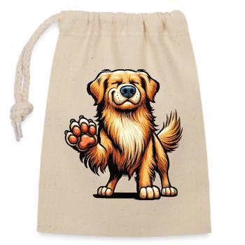 Golden Retriever Goldie Goldiebesitzer Goldies - Verschließbarer Geschenkbeutel aus Baumwolle (14x20cm) - Natur - Vorne