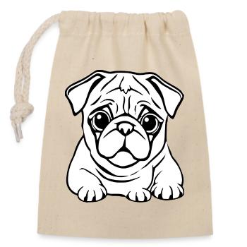 weißer Mops Hunde T-shirt Geschenk Weihnachten - Verschließbarer Geschenkbeutel aus Baumwolle (14x20cm) - Natur - Vorne