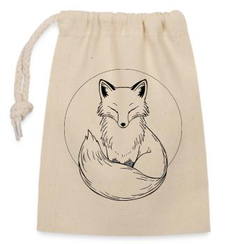 Fuchs in einem linearen Kreis - Verschließbarer Geschenkbeutel aus Baumwolle (14x20cm) - Natur - Vorne
