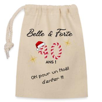 Joyeux_noel_40ans - Verschließbarer Geschenkbeutel aus Baumwolle (14x20cm) - Natur - Vorne