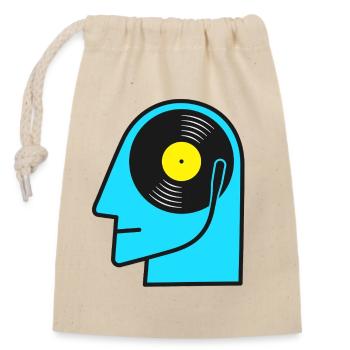 Vinyl Album Head Pop Art - Closable cotton gift bag (14x20cm) - nature - Front