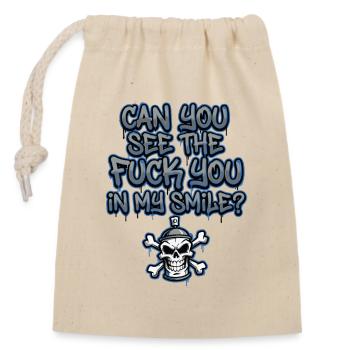 Graffiti Skull Saying Provocative - Closable cotton gift bag (14x20cm) - nature - Front