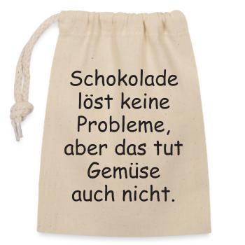 Chocolate doesn't solve any problems funny saying - Closable cotton gift bag (14x20cm) - nature - Front
