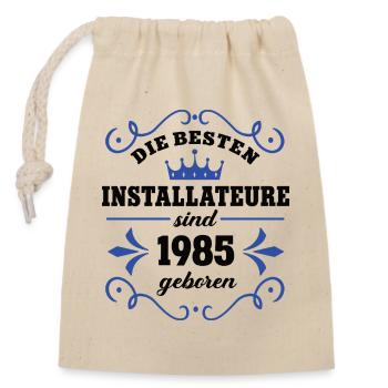 Anniversaire du plombier Né en 1985 Collègue né - Sac cadeau en coton avec cordon (14 x 20 cm) - nature - Devant