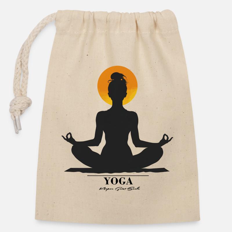 Méditation - Sac cadeau en coton avec cordon (14 x 20 cm) - nature