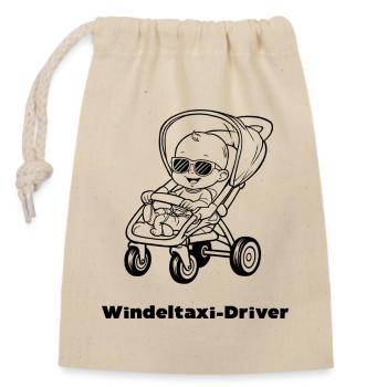 Windeltaxi-Driver - Verschließbarer Geschenkbeutel aus Baumwolle (14x20cm) - Natur - Vorne