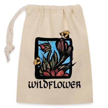 Floraison de fleurs sauvages avec les abeilles - Sac cadeau en coton avec cordon (14 x 20 cm) - nature - Devant