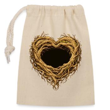 Heart of roots – nature motif full of solidarity - Closable cotton gift bag (14x20cm) - nature - Front