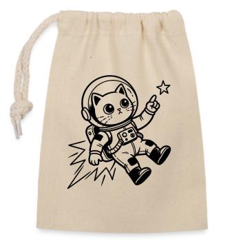 Cat Astronaut in Space - Closable cotton gift bag (14x20cm) - nature - Front