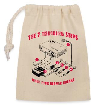 7 thinking steps when your Beamer breaks - Closable cotton gift bag (14x20cm) - nature - Front