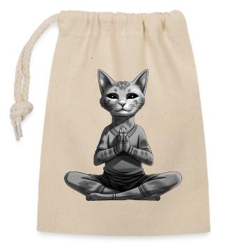 Cat Yoga - Closable cotton gift bag (14x20cm) - nature - Front