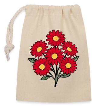 Blume rot rote Blume Blumen Gänseblümchen - Verschließbarer Geschenkbeutel aus Baumwolle (14x20cm) - Natur - Vorne