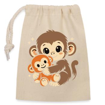 Punch Monkey Affe - Closable cotton gift bag (14x20cm) - nature - Front