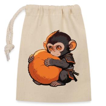 Süßer Baby Affe gibt Faustschlag Monkey Punch - Verschließbarer Geschenkbeutel aus Baumwolle (14x20cm) - Natur - Vorne
