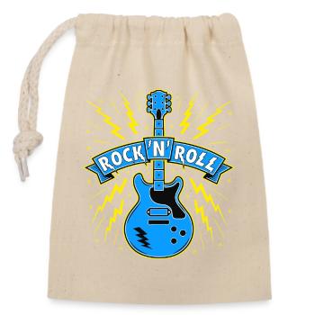 Rock 'n' Roll Gitarre - Verschließbarer Geschenkbeutel aus Baumwolle (14x20cm) - Natur - Vorne