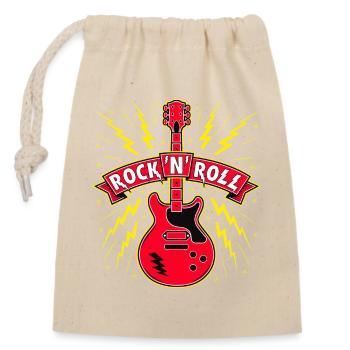 Rock 'n' Roll Gitarre - Verschließbarer Geschenkbeutel aus Baumwolle (14x20cm) - Natur - Vorne