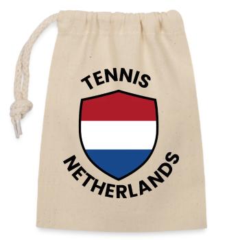 Tennis Netherlands Shield - Verschließbarer Geschenkbeutel aus Baumwolle (14x20cm) - Natur - Vorne