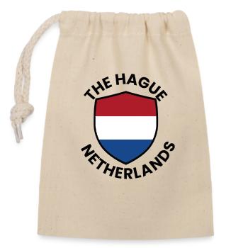 Der Haager Schild Niederlande - Verschließbarer Geschenkbeutel aus Baumwolle (14x20cm) - Natur - Vorne