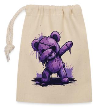 Zombie Teddy Dab - Sac cadeau en coton avec cordon (14 x 20 cm) - nature - Devant