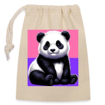 panda - Closable cotton gift bag (14x20cm) - nature - Front