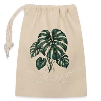 Dark Monstera Deliciosa - Vintage Night Botanica - Sac cadeau en coton avec cordon (14 x 20 cm) - nature - Devant