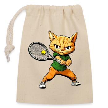 Tennis des chats - Sac cadeau en coton avec cordon (14 x 20 cm) - nature - Devant